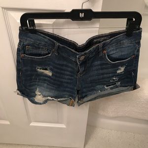Aeropostale Midi Ripped Denim Shorts